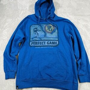 Perfect Game Baseball Graphic Hoodie Blue Cotton Men's Size M